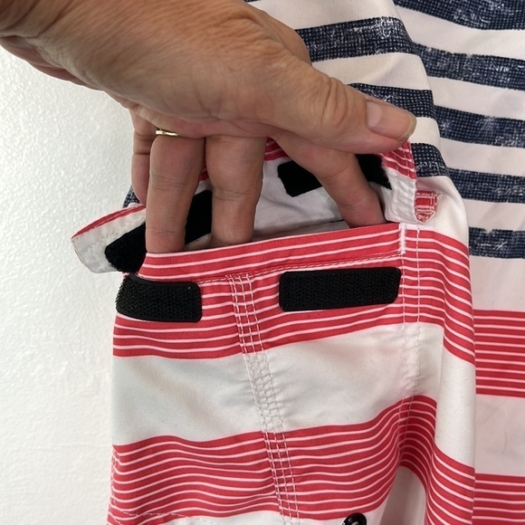 O'Neill Cargo Shorts Men's Size‎ 32 Red White Blue Lace Up Patriotic Inseam 10" - Picture 6 of 13